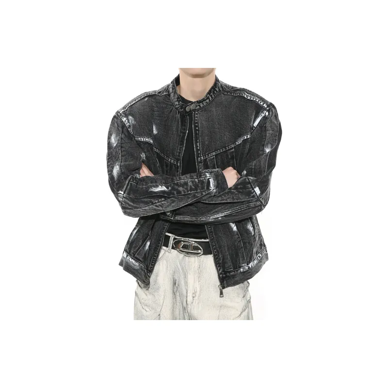 Ink Splashing Denim Jacket-4