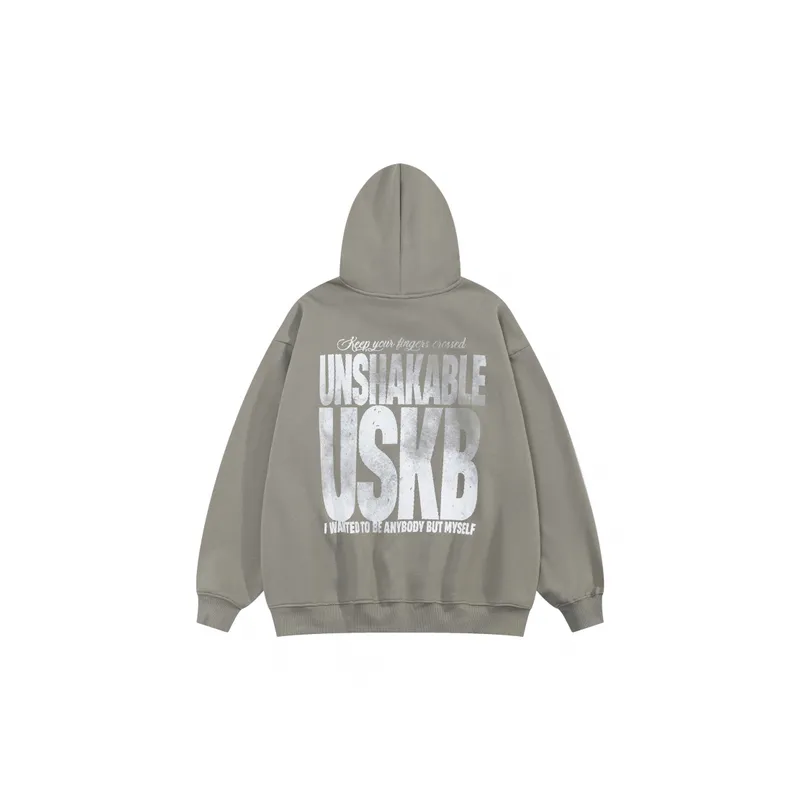 Letter Printing Fleece lined Hoodie-3