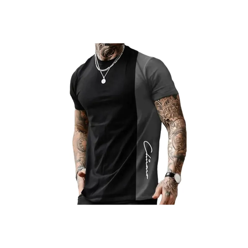 Graphic Color Block Round Neck Printing Casual Short Sleeve T shirt-7