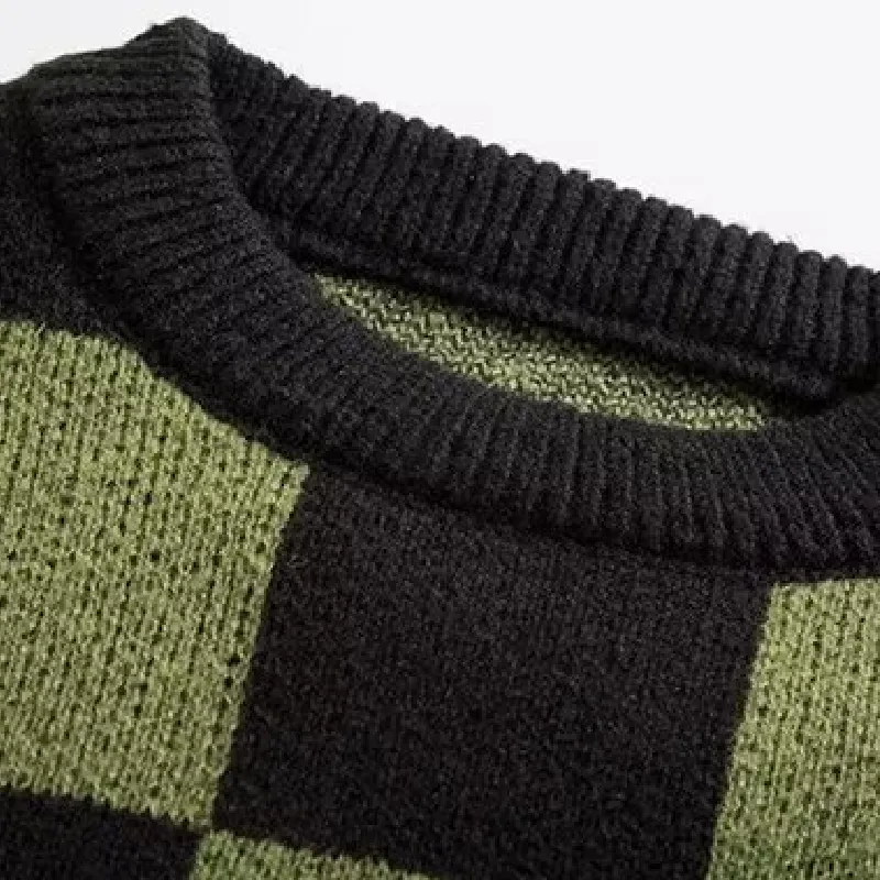 Plaid Loose Sweater-4