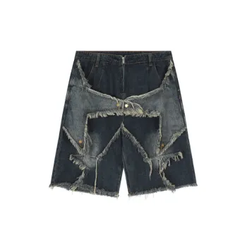 Trendy Embroidered Denim Shorts