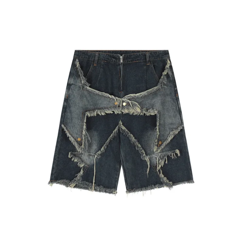 Trendy Embroidered Denim Shorts-0