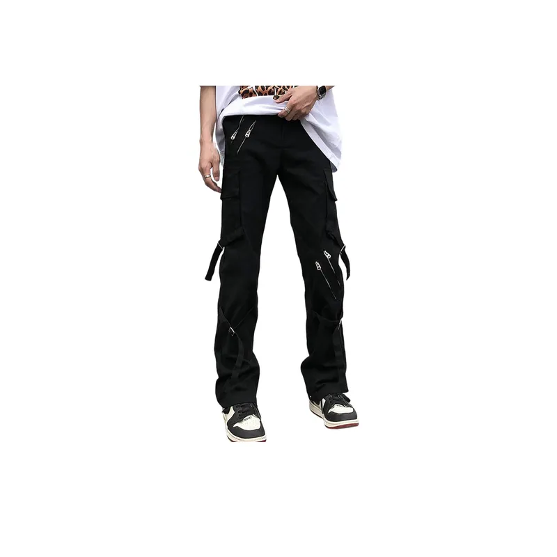 Dark Trendy Zippered Trousers-1