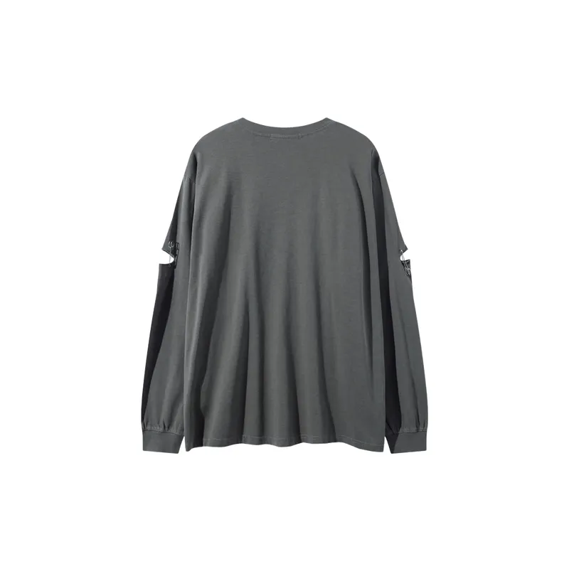 Retro High Street Ripped Long sleeved T shirt-1