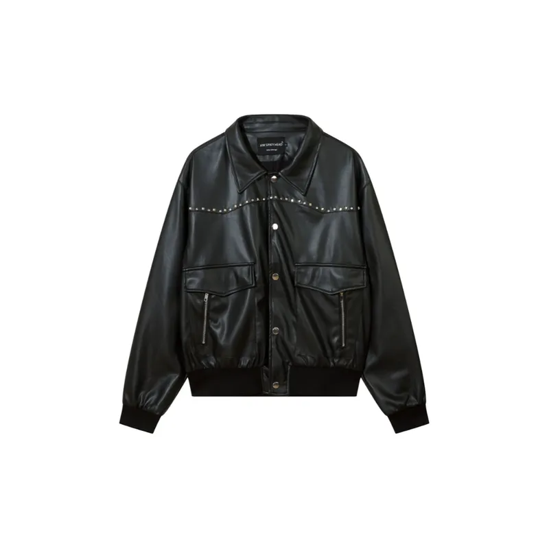 New Style Vintage Decorative PU Leather Jacket-0