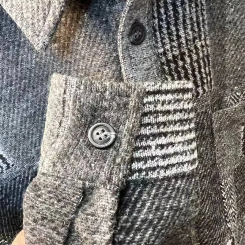 Fashionable Retro Long sleeved Plaid Jacket-4