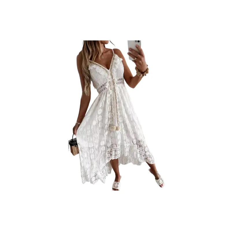 Plain Elegant Lace Slip Dress Women-2