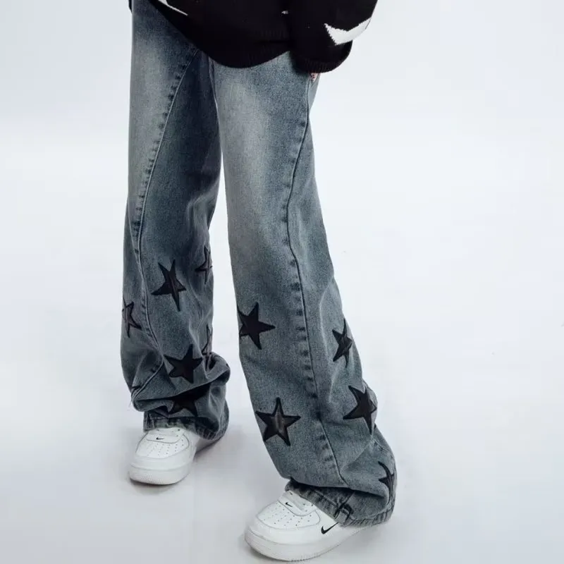 Fashionable Embroidery Loose Jeans-1