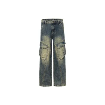 Retro Fashionable Denim Cargo Pants