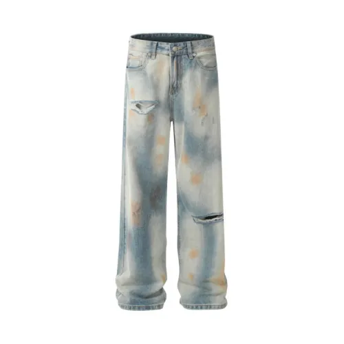 Hip-Hop Tie-Dyed Ripped Jeans