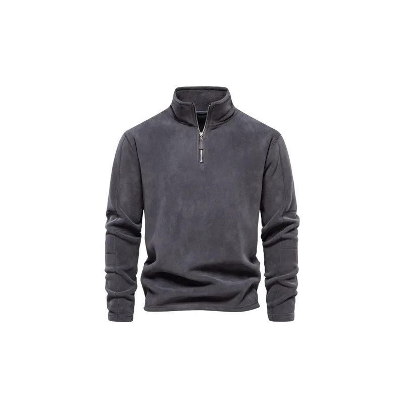 Simple Plain Polyester Sweatshirt-2