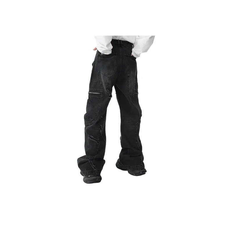 Loose Zipper Workwear Pants-5