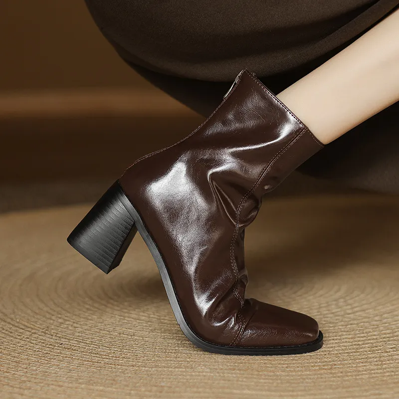 Simple Zipper Ankle Boots-2