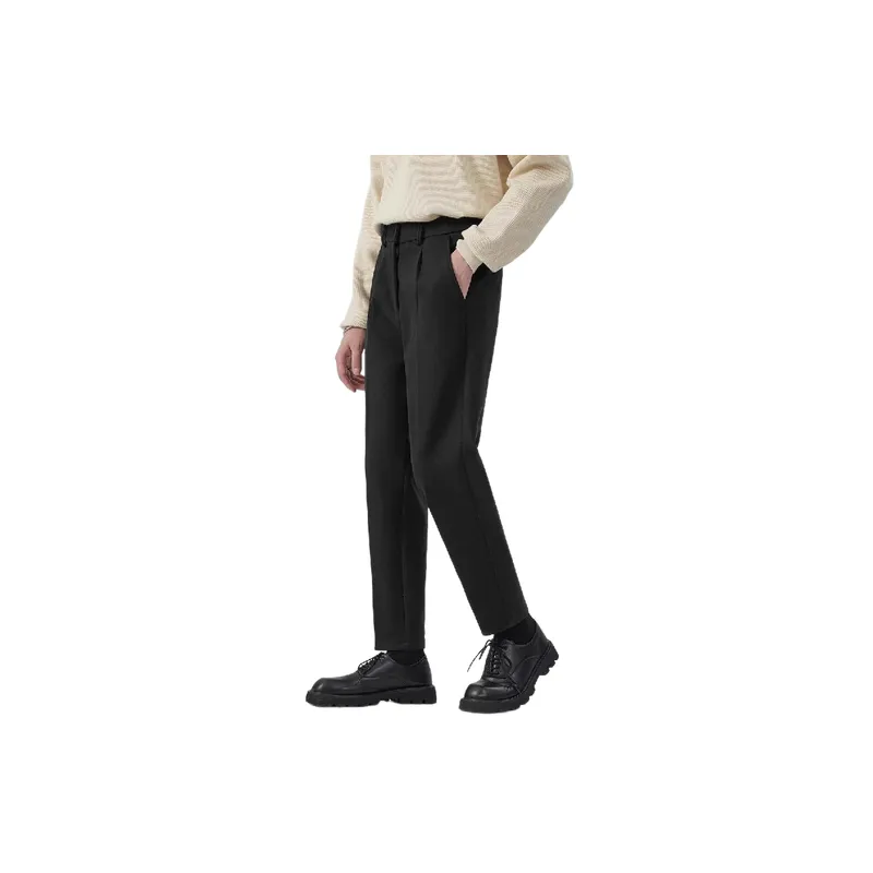 Simple Casual Woolen Fabric Suit Trousers-4