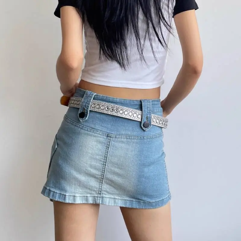 Cool Rhinestone Leather Belt-2