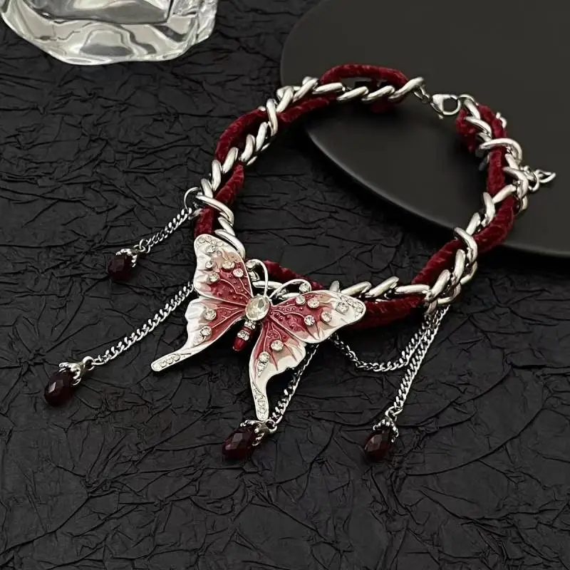 Fashionable Butterfly Fringe Necklace-3