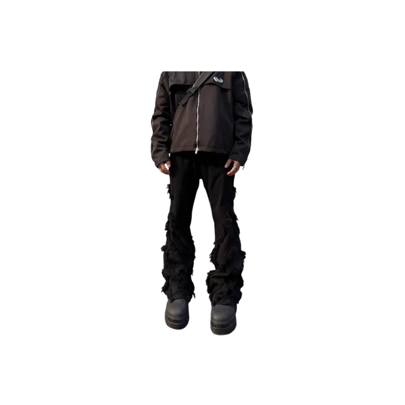 High Street Vibe Structure Design Rough Edge Jeans-3