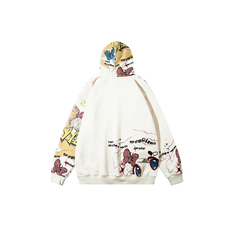 New Seanson Graffiti Print Versatile Style Loose Hoodie-1