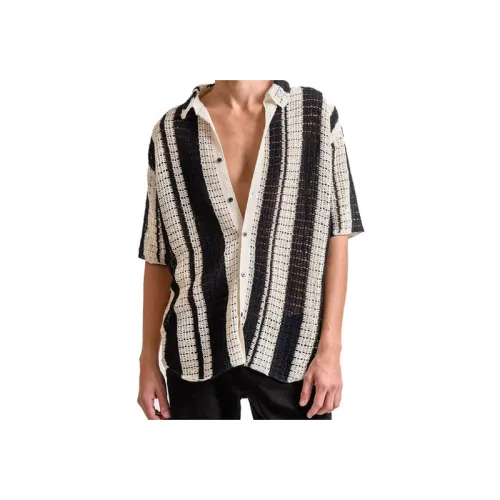 Retro Casual Striped Knitted Half-Sleeved Shirt