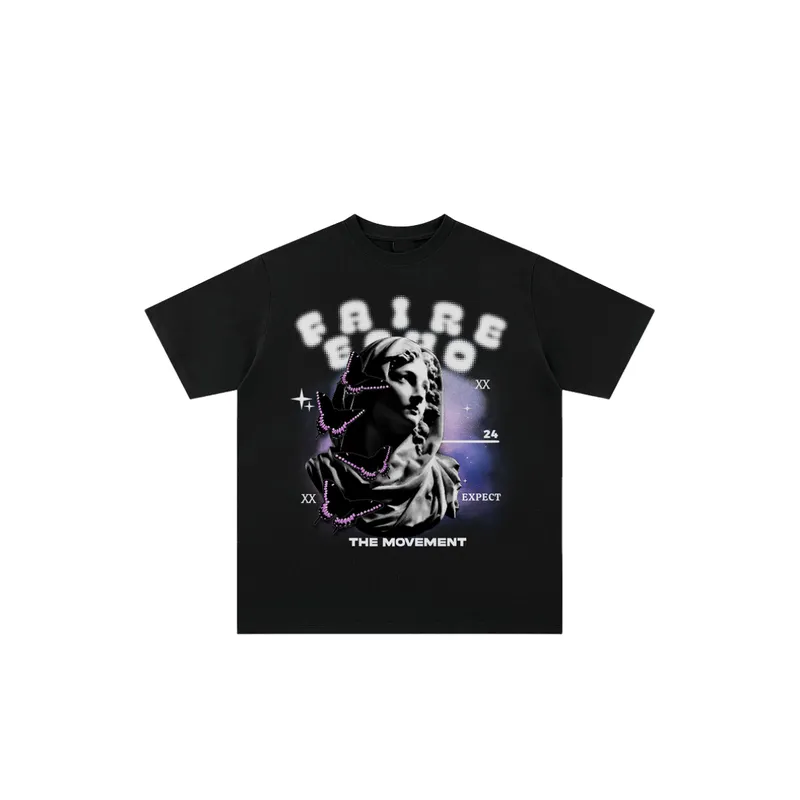 Retro Loose Statue Print T Shirt-6