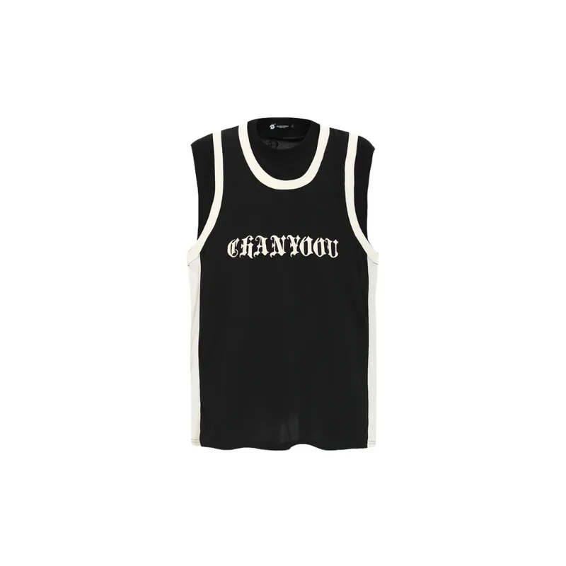 Breathable Mesh Fake Two Piece Letters Printed T Shirt-0
