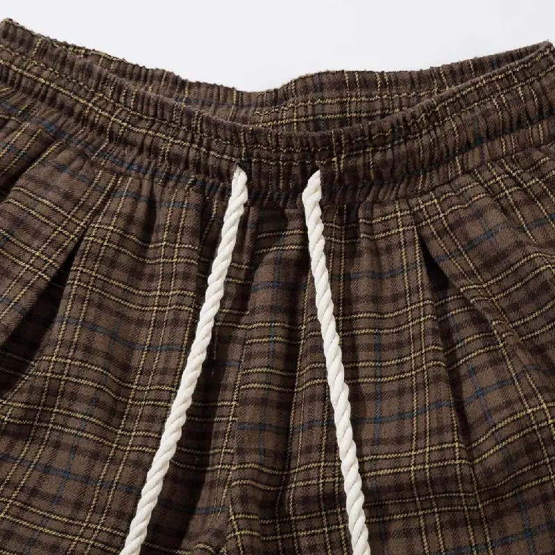 Street Plaid Denim Casual Pants-2