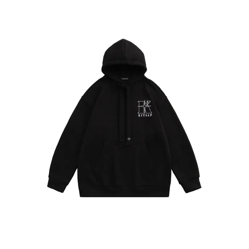 Letter Embroidered Wide Drawstring Trendy Loose Hoodie-0