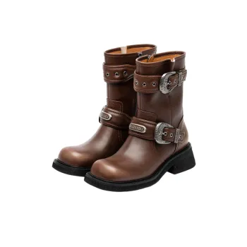 Retro Punk Mid Calf Boots