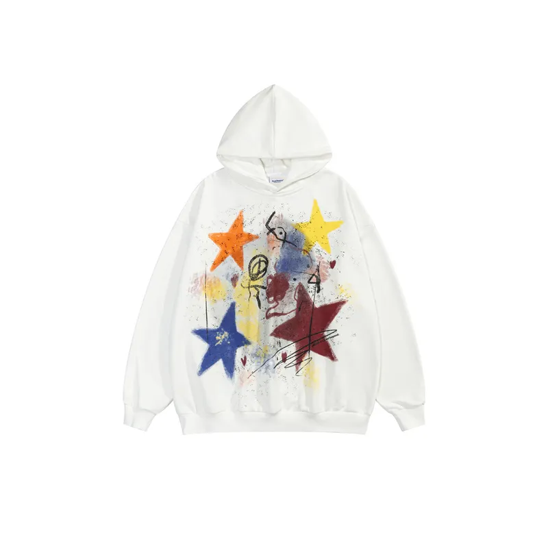 New Street Trendy Brand Creative Star Graffiti Loose Hoodie-0