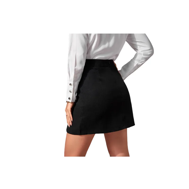 Elegant Plain Polyester Casual Skirt Women-1