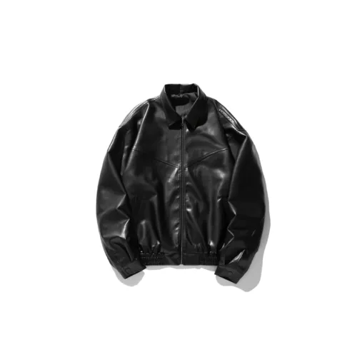 Black Leather New Retro High Street Available for Two-Open Jacket