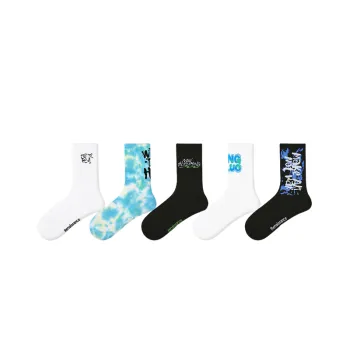 Street Graffiti Combed Cotton Mid Calf Sock