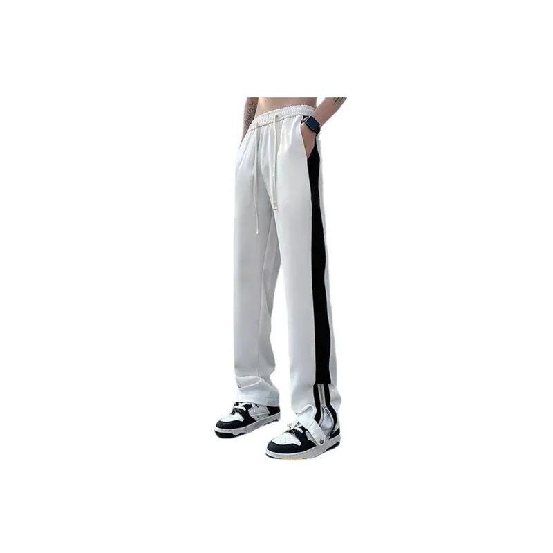 Contrast Color Stitching Casual Pants-2
