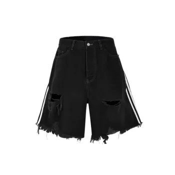 Raw Edge Ripped Denim Shorts
