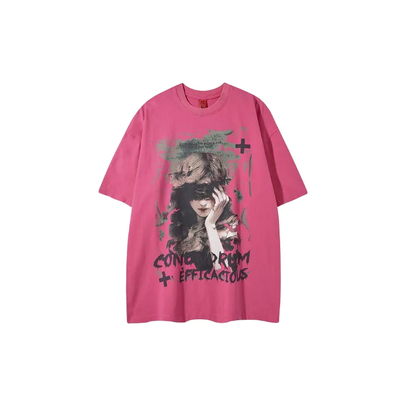 Casual Loose Cotton Blended Fabric T Shirt-0