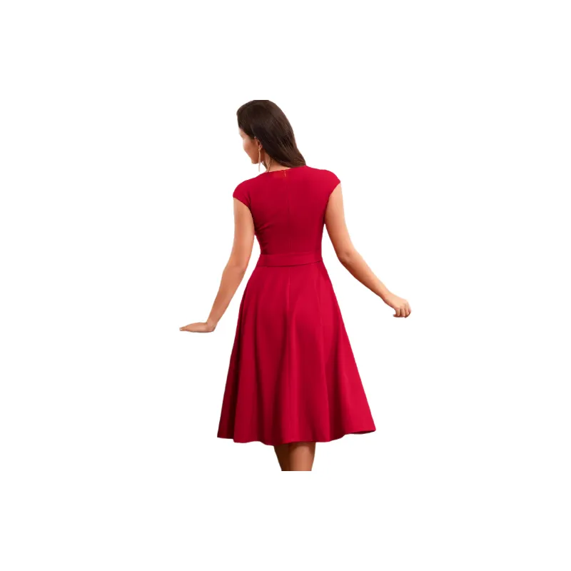 Fashionable Plain Polyester Dress Women-3