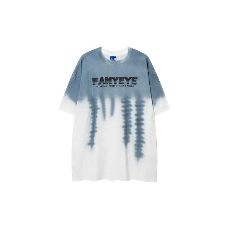 Tie Dye Gradient Casual Short Sleeved T Shirt-2