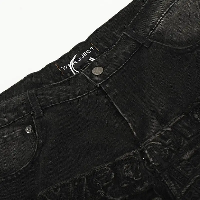 Fashionable Washed Embroidered Casual Pants-3
