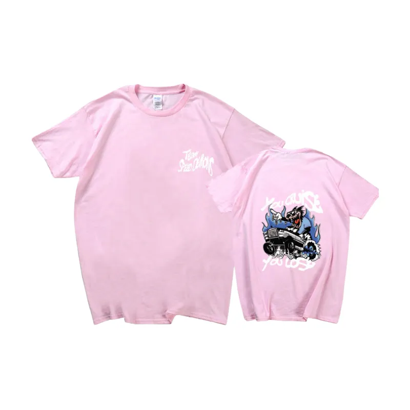 Cartoon Letter Cotton T Shirt-4