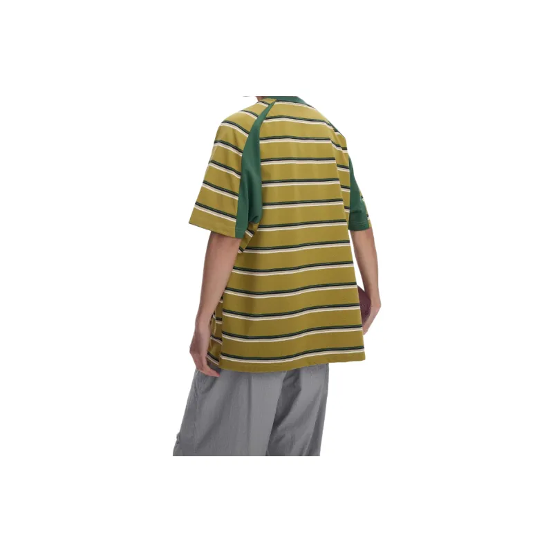 Retro Striped Cotton Blended Fabric T Shirt Unisex-3