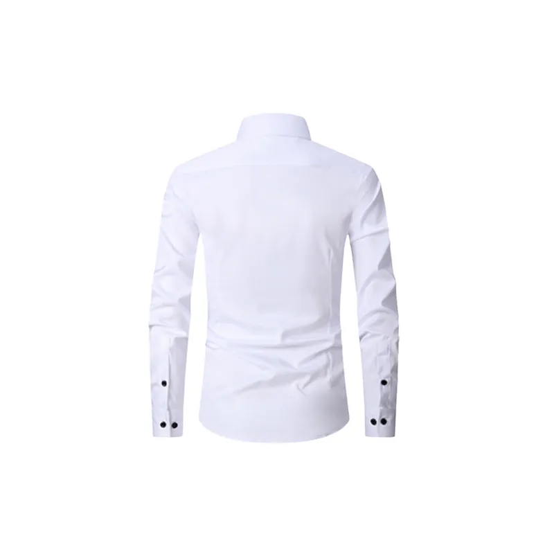 Business Plain Blended Synthetic Fabrics Shirt-3