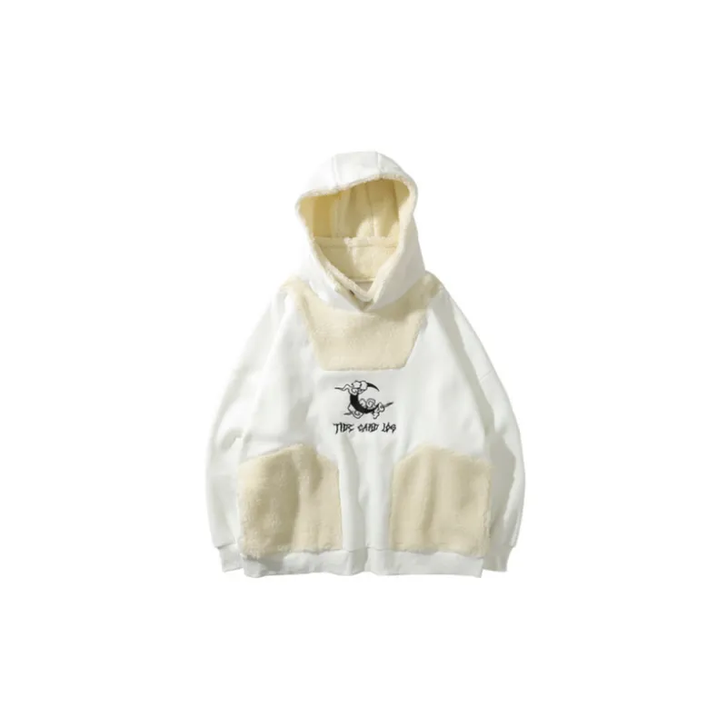 Lamb Fleece Thickened Hooded Collar Sweatshirt-3