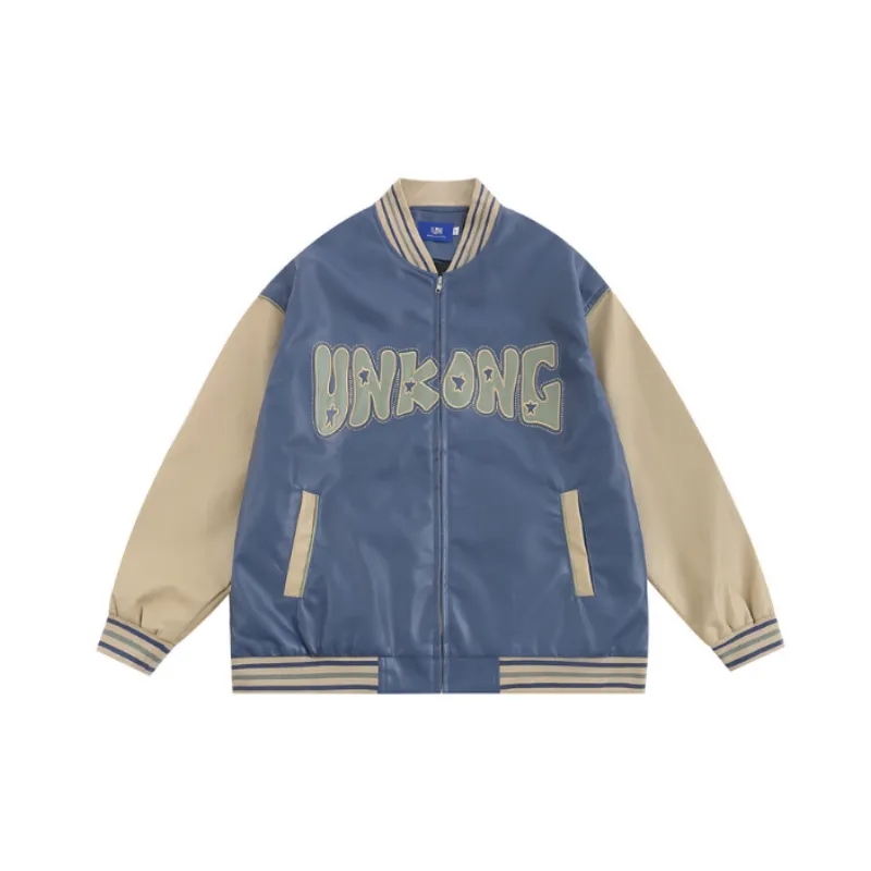 Retro Loose Design Sense Color matching Casual Long sleeve Jacket-6