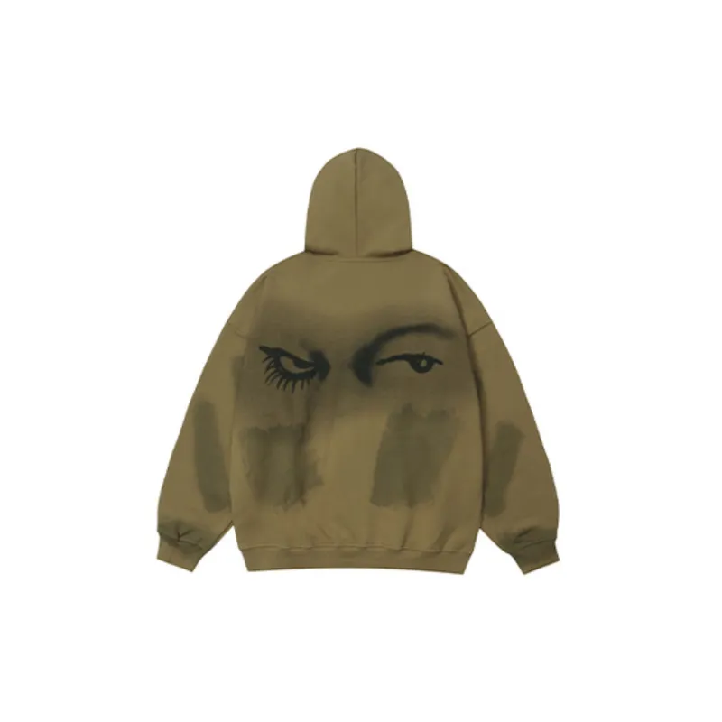 Dark Retro Halo Creative Interesting Color Patching Hooded Cardigan Sweater-8