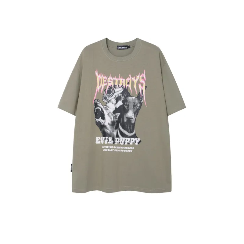 Casual Flame Letter Print T Shirt-0