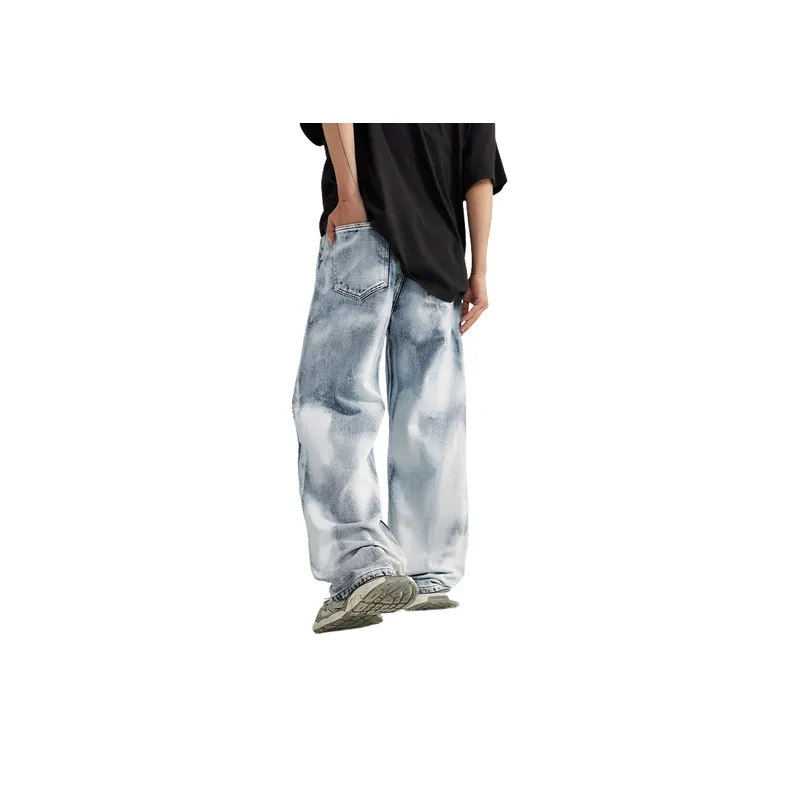 Loose Trendy Gradient Dye Wide Leg Jeans-3