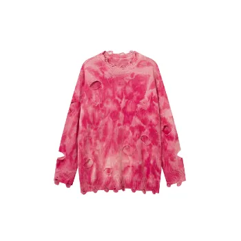 Casual Tie Dye Blended Synthetic Fabrics Sweater