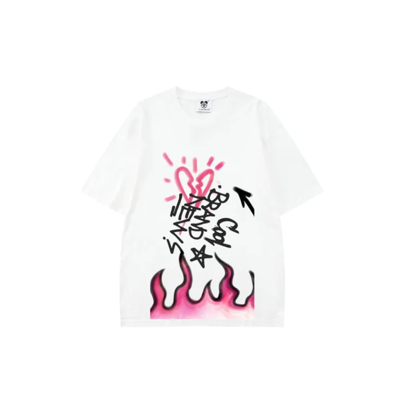 Vintage Casual Loose Shoulder Short sleeved T shirt