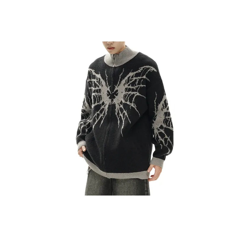 Retro Butterfly Cotton Blended Fabric Sweater-2