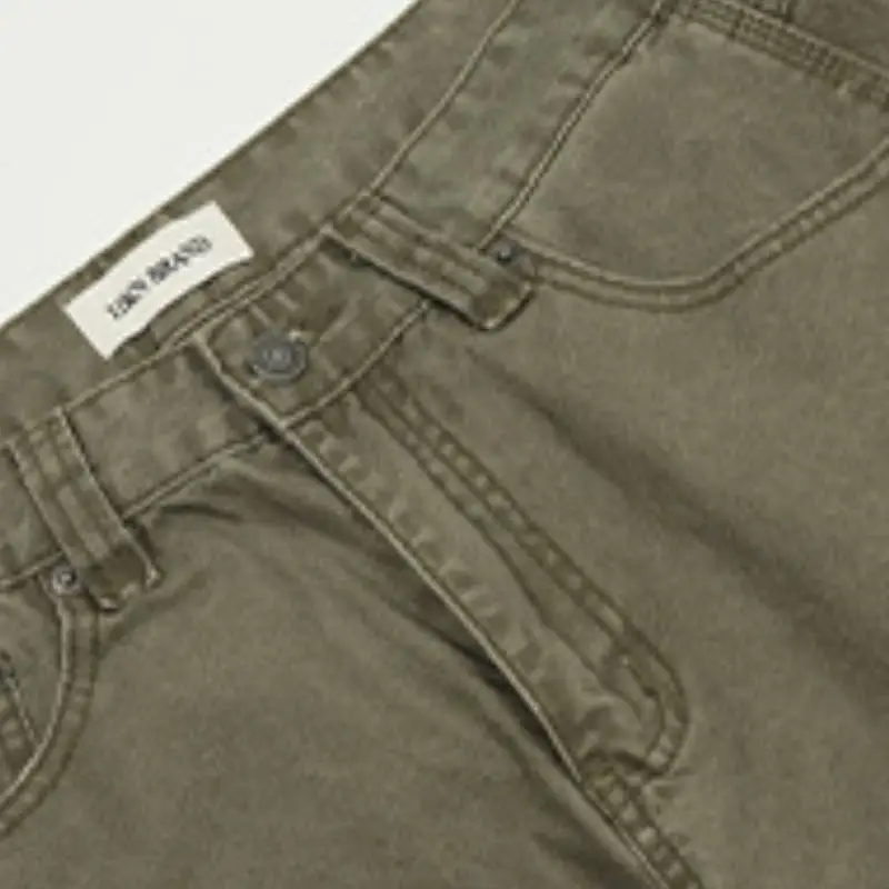 Casual Ink Painting Denim Cargo Pants-7